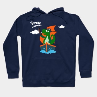 Vector illustration of dinosaur pirate on a ship at the sea Hoodie
